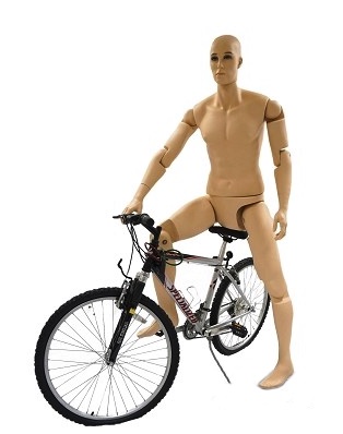 Displays2Go Masculine Mannequin with Realistic Features, Detachable Limbs & Torso - Fleshtone