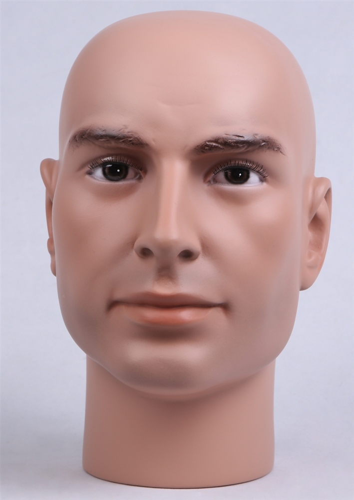 thumbnail image 2 of Realistic Adult Male Fleshtone Fiberglass Mannequin Display Head – AmericanDressForms 2 of 3